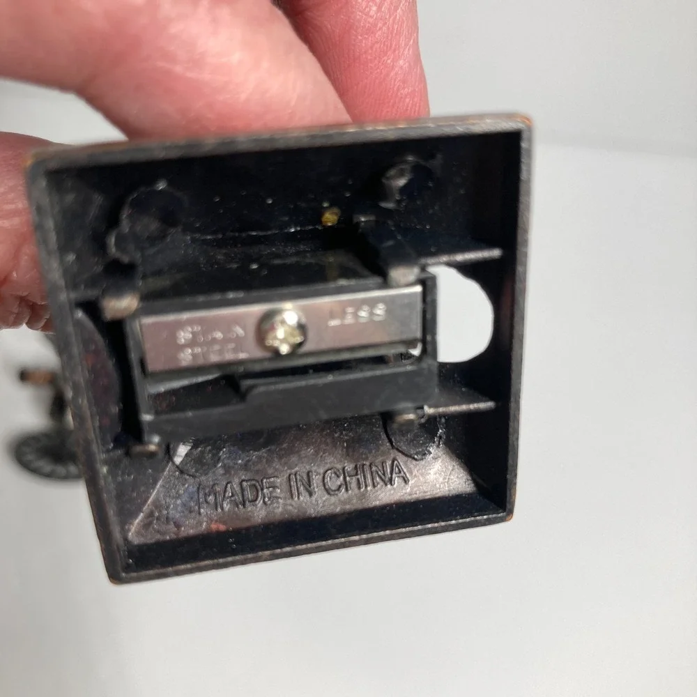 Vintage Metal Pencil Sharpeners Lot‎ of 3 Cannon, Railroad Sign, Steamboat